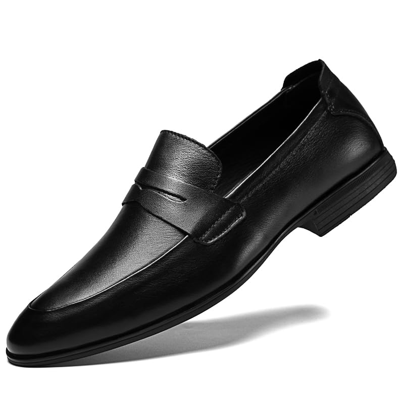 MWX Men's Dress Loafers Black Wingtip Toe Slip-on Formal Dress Shoes2