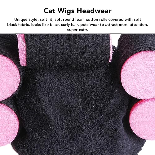 Gorro disfraz para perro y gato con peluca rizada negra miniatura 3