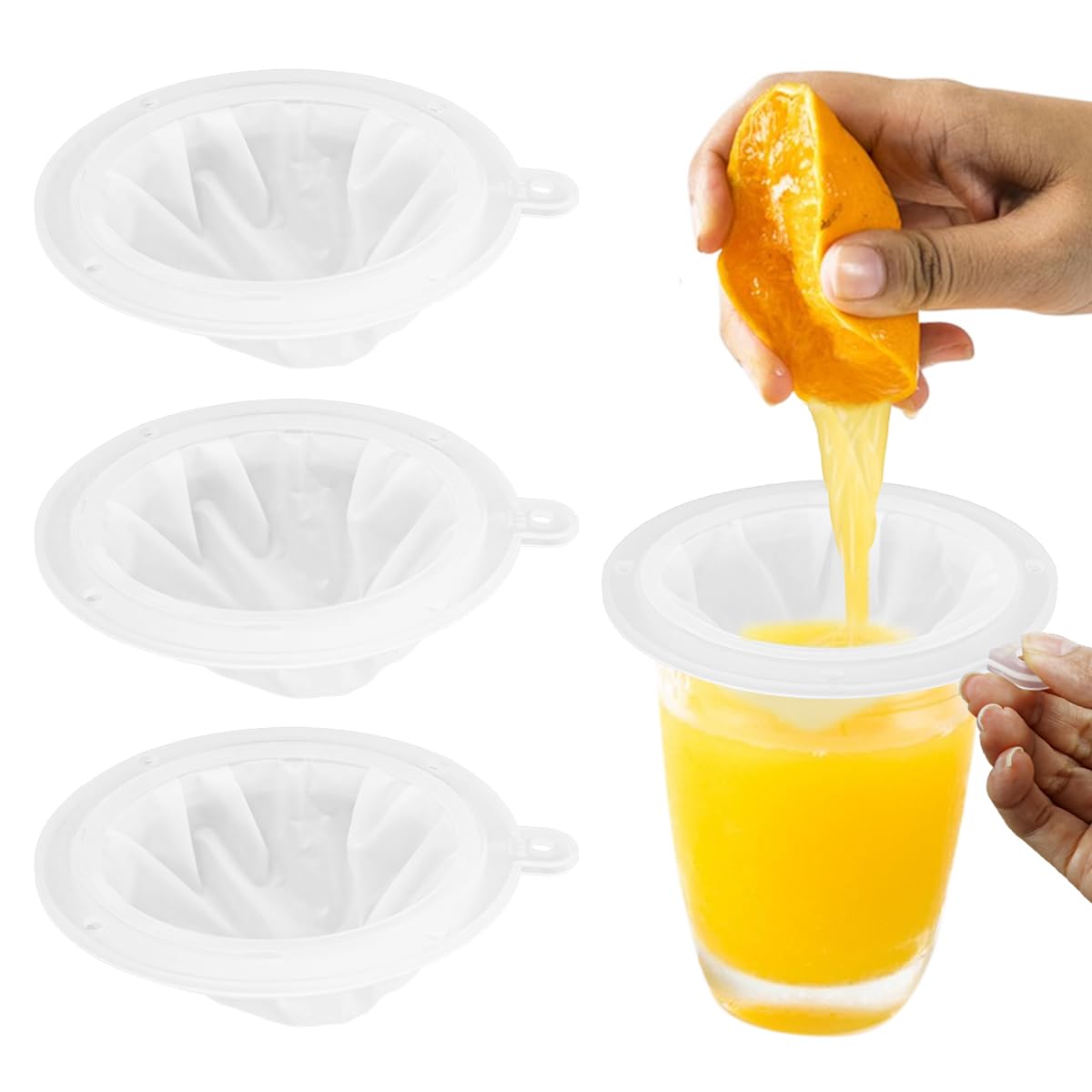 3PCS Filter Strainer 400 Mesh Nylon Food Grade Filter Mesh Filter Funnel for Juice Milk Wine Cheese Whey Grease Coffee, 5 Inch