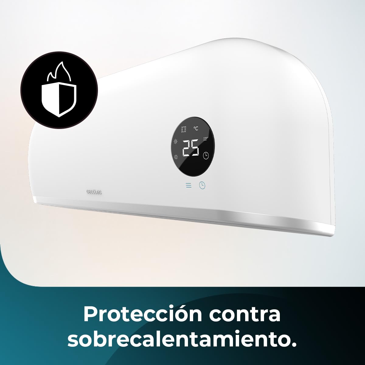 Cecotec Calefactor cerámico de baño ReadyWarm 2000 Max Box Ceramic con 2000 W, pantalla LED, mando a distancia y protección IPX2, 20 m2