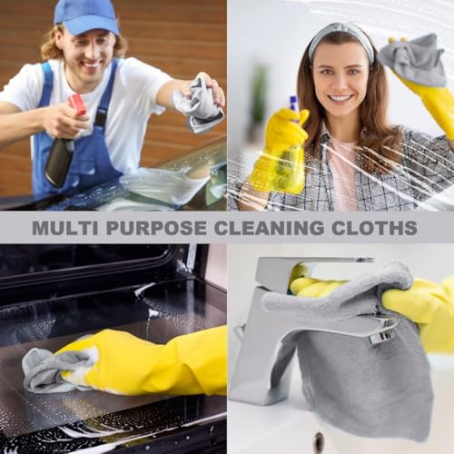 Image of AYUS Microfiber Cleaning Cloth Roll 25x25CM - Reusable Tear-Away Towels Washable Super Absorbent Lint Free Cleaning Rags for Kitchen, Car, Garage and Home (Grey, 1 Roll (20 Cloths))