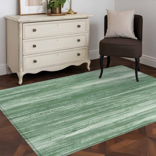 3x5 Machine Washable Small Bedside Rug, Sage Green Rugs for