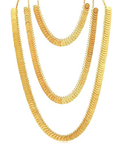 Image of VAMA Fashions Laxmi coin kasulaperu Traditional Temple Coin Jewellery God Lakshmi Coin Necklace Set for Women