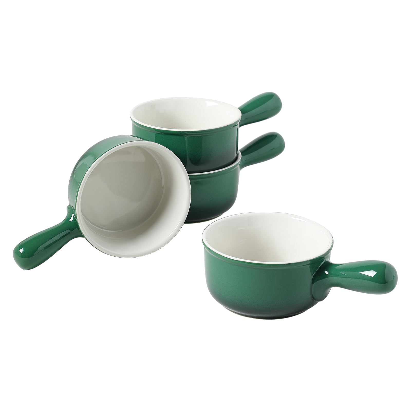 Henten Home Tazón de sopa de cerámica, cuencos con asa, 400 ml