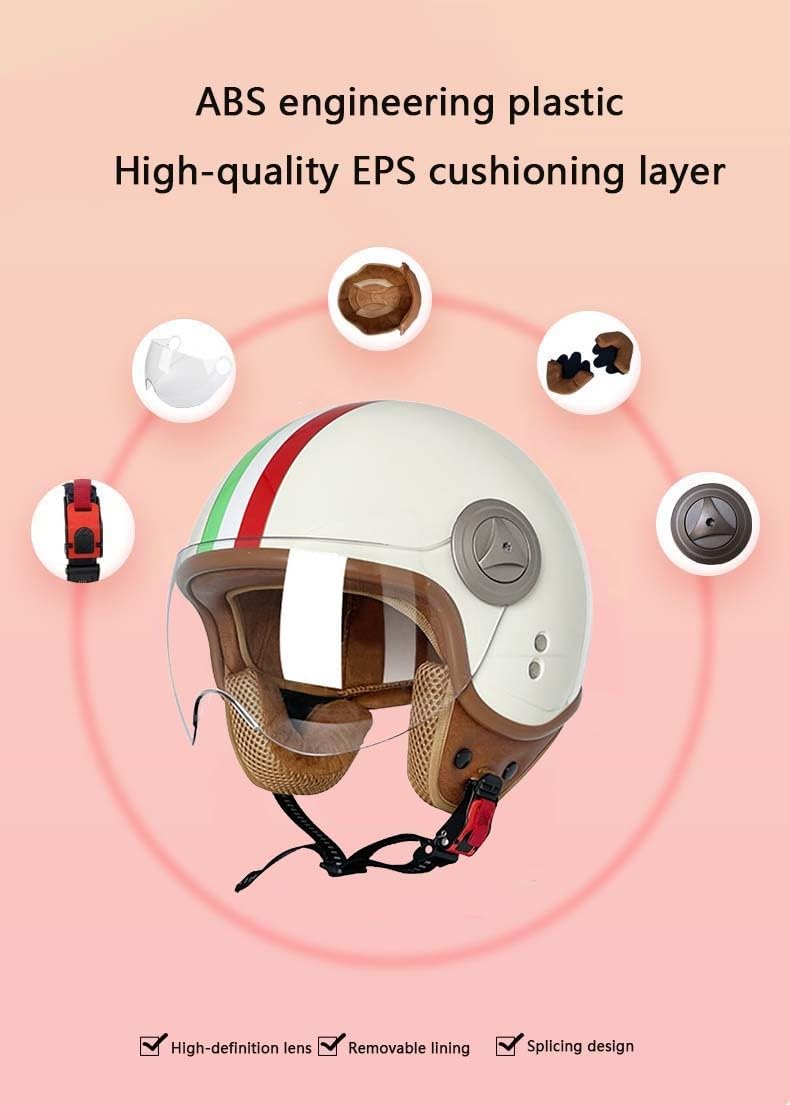Casco De Motocicleta Retro Casco Jet Certificación ECE para Moto Crucero Chopper Ciclomotor Scooter Cascos De Media Cara para Hombre Y Mujer