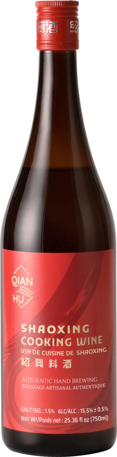 Qian Hu Shaoxing Wine, Chinese Cooking Wine, Rice Cooking Wine, 750 ml (25.36 fl. Oz), Flavor Essential for Asian Cuisine, Asian Flavors in Every Dish, Cooking Wine