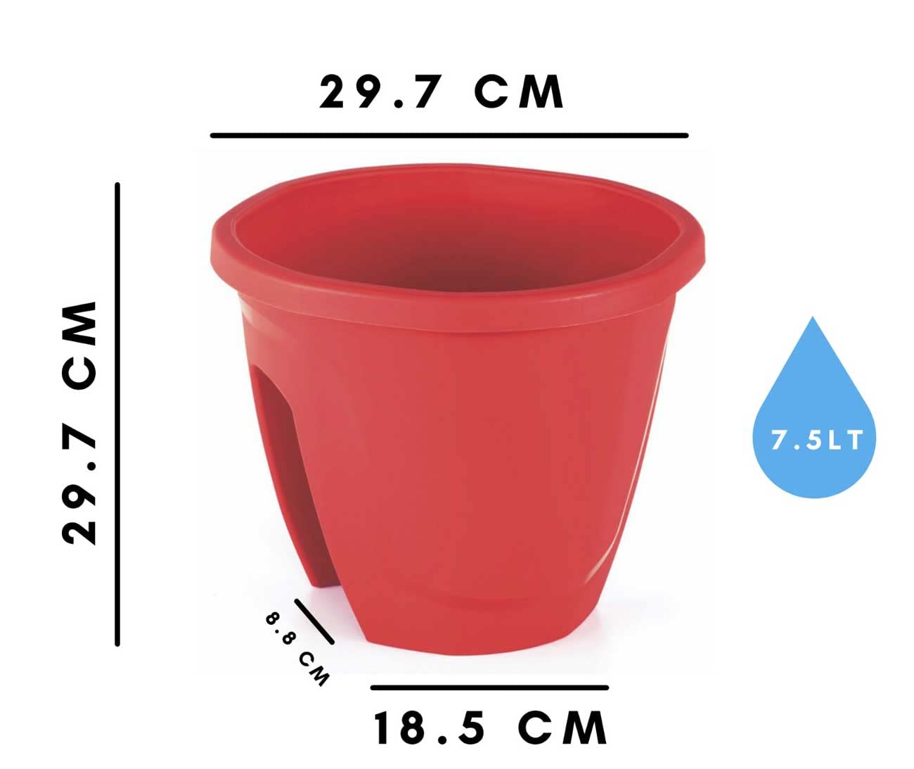 Serinova Jardinera Barandilla Balcón, Set 2 Unidades, 29 cm, 7,5 litros, Maceta Colgar (Verde)