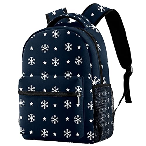 Sac à dos bleu flocon de neige avec porte-bouteille pour école
