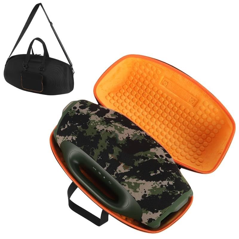 BeisDirect Reisetasche für JBL Boombox 4 Lautsprecher, tragbare harte EVA-Tragetasche, Schutzhülle, Lautsprecherhülle, staubdichte Aufbewahrungstasche mit Schultergurt und kleiner Tasche (Orange)