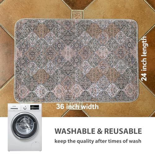 Image of nunubaby 4PACK Washable Pee Pads for Dogs, Stylish, Non-Slip and Leak-Proof Pee Pads. Reusable Potty Pads for Dogs for Crates and Floors.(Brown /Multi,24 inch x36 inch )