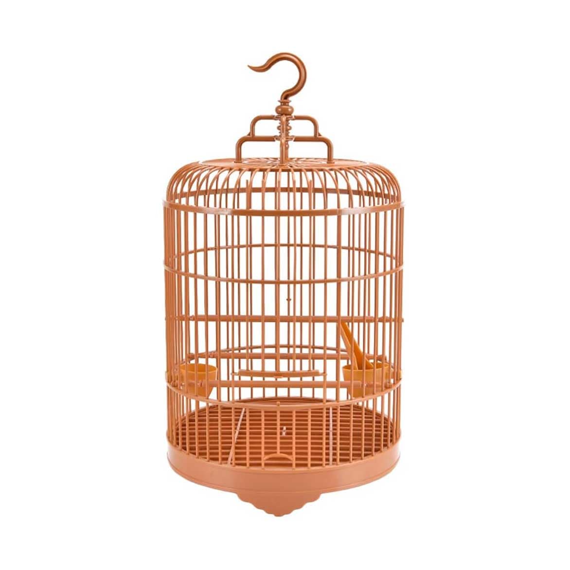 SiMbae Jaula de pájaro pequeña Jaula Redonda de plástico con Cuencos de alimentación y Postes de pie - Colgante para Loro Cockatiel Lovebird Finches Canary Parakeet Aviary Budgie Lovebird Cage