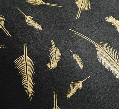 Image of Yellow Weaves Foil Printed Velvet 250 TC Cushion Cover 16 X 16 Inches, 1 Piece, (Black)
