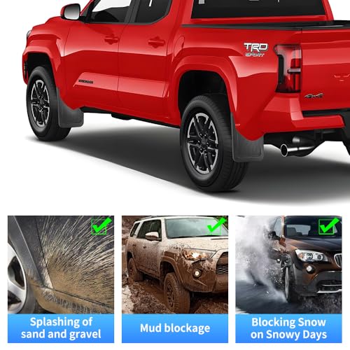 Image of Extra Large Size Car Mud Flaps Splash Guards Mudflaps for Toyota Tacoma 2024 2025 2026 Auto Exterior Accessories Front Rear Tire Mudguards Wheel Inner Fender Liner Guard Flap Fenders Accessory