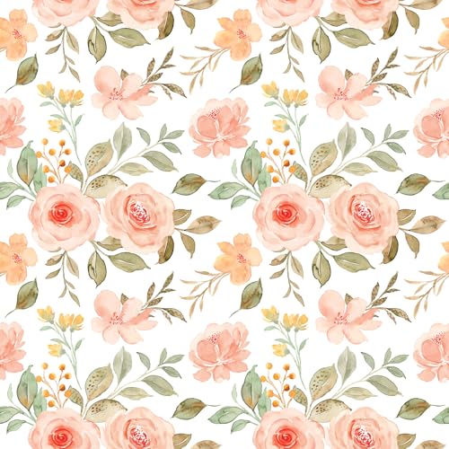 VEELIKE Watercolor Peach Floral Peel and Stick Wallpaper Vintage Pink
