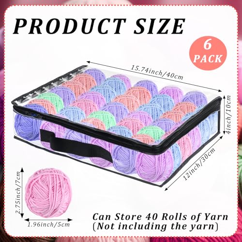 Image of YEXEXINM 6 Pack Clear Yarn Storage Bags, 16x12x4 Inches, Clear PVC & Nylon, Zipper Closure, Ideal for Knitting, Crochet, Clothing & Toys