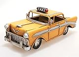 NYC Yellow Taxi aus Metall mit Rahmen 16 cm Oldtimer Nostalgie Blech
