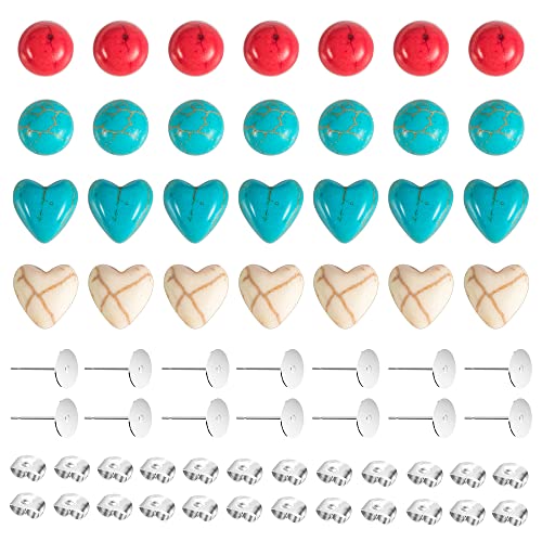 300-teiliges Edelstahl-Ohrstecker-Set, hypoallergene Ohrring-Pfosten, flache Rückseite und Cabochon-Ohrstecker, Zubehör für die Schmuckherstellung (türkis) Cover