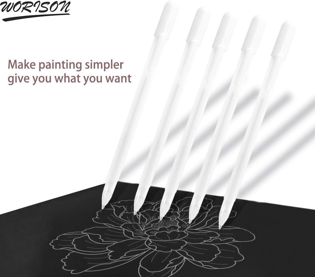 worison 12 -Piece White Gel Pen Set, 0.6mm Line Drawing Pen, Archival Ink Fine Point Tip Sketching Gel Pens 1