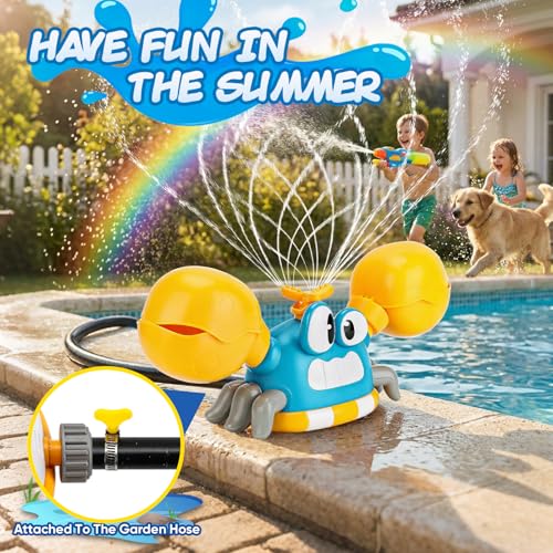Image of Water Sprinkler for Kids Toddlers, 4 in 1 Crab Sprinklers for Yard with 3 Spray Patterns & 4 Bean Bags for Toss Game, Kids Sprinklers for Outside Backyard, Summer Toys Water Fun for Kids 3 4 5 6 7 8