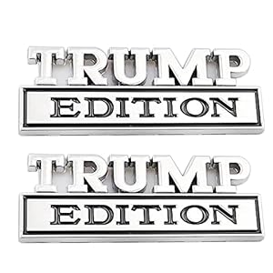 2 Pcs Trump Edition Emblem Car Metal Badge 3D Decal Sticker Fit for F150 F250 F350 Silverdo 1500 2500 Sierra GMC Chevy Car Truck SUV (Silver Black), CR2TP