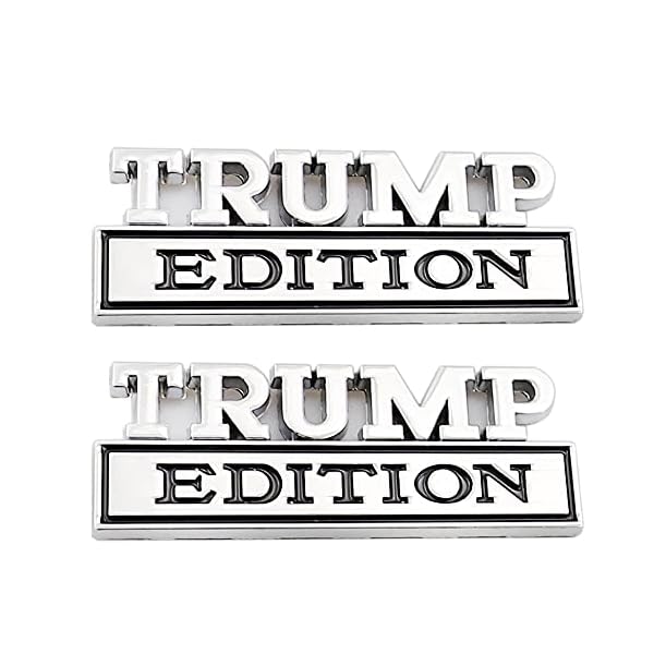 2 Pcs Trump Edition Emblem Car Metal Badge 3D Decal Sticker Fit for F150 F250 F350 Silverdo 1500 2500 Sierra GMC Chevy Car Truck SUV (Silver Black), CR2TP