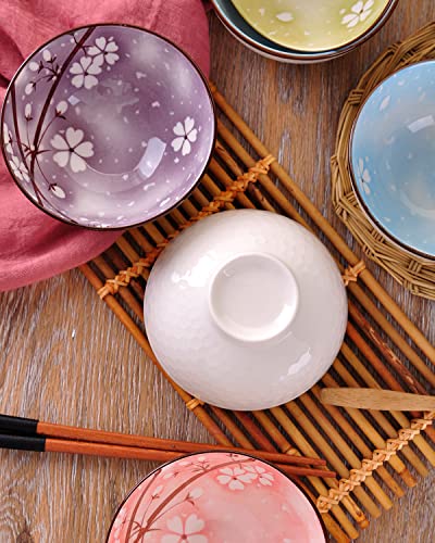 Whjy Cherry Bloom Chinese Japanese Ceramic Rice Bowl 10 Oz, Sakura Bowl Gift Set thumb #5