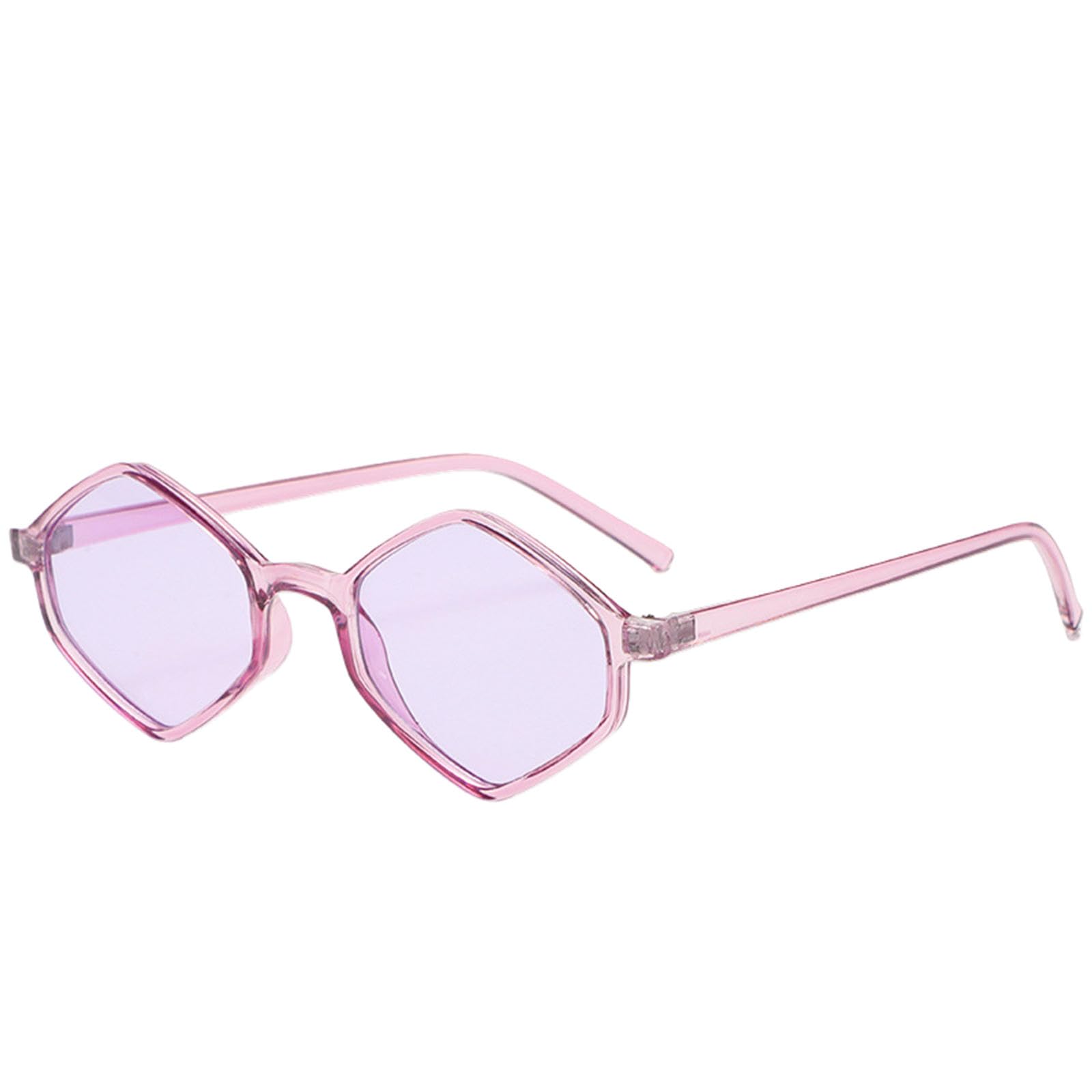 Gyios sunglasses Rhombus Frame Men Women Polygonal Small Irregular Sun Glasses Vintage Personality Shades Goggles- Translucent Purple Lens