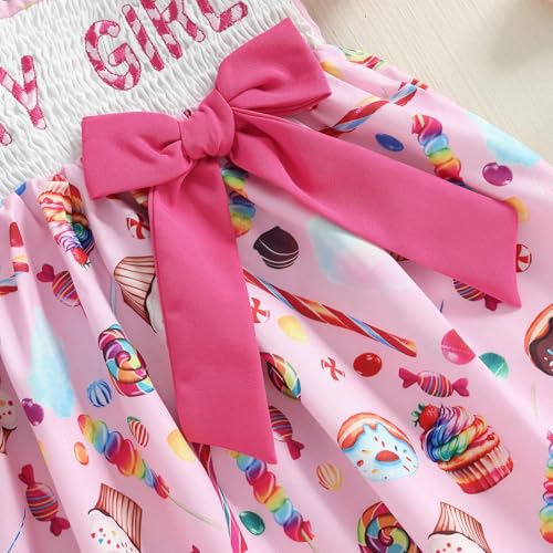 Birthday Outfit Girl 3 4 5 6 7 8 Year Old Candy Birthday Girl Dress Little Girls Smocked Peter Pan Collar Dresses4