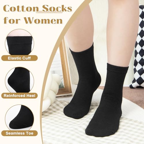 Image of Justay Crew Socks for Women, Cute Knit Boot Dress Cotton Socks | Athletic, Breathable, Warm, Soft, Comfortable, Calf, Gifts, Casual, Size 5-9, Fall