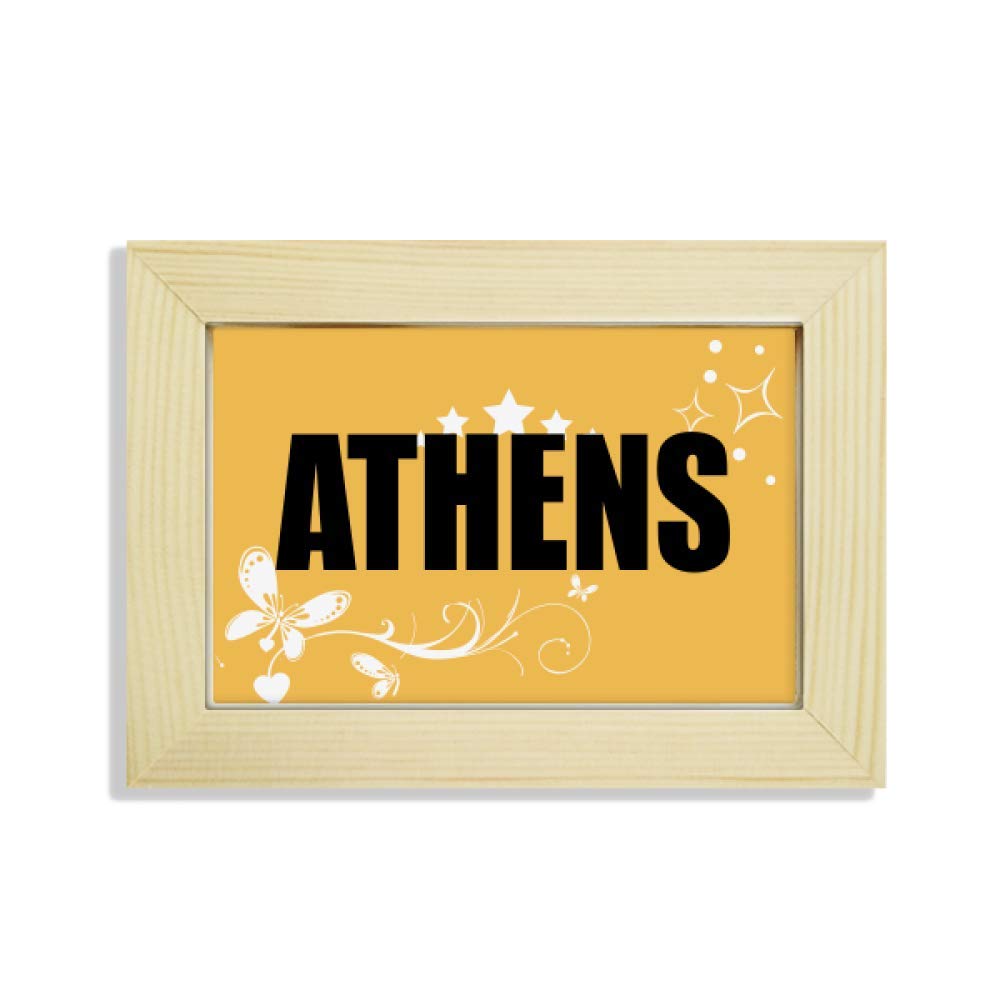 Cuadro de Atenas y marco de madera de flores para un escritorio relajante con esencia de Grecia