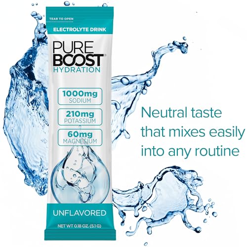 Image of Pureboost Sugar-Free Electrolyte Hydration Packets, Unflavored 14ct | Zero Calories, Fast Hydration Drink Mix with 1,000mg Sodium, Potassium & Magnesium
