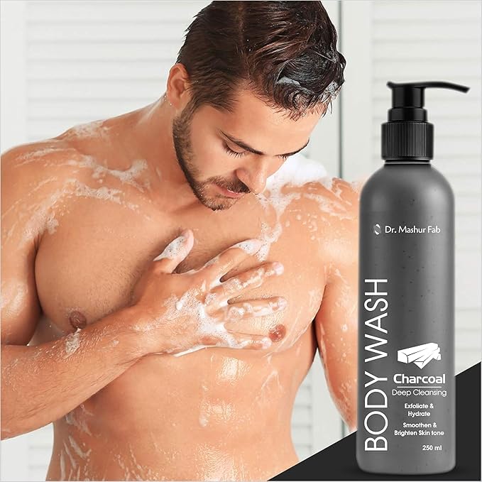Image of MASHUR FAB Body Wash - Exfoliating & Hydrating Formula | Brightens Skin Tone | 250ml Multiple Fragrance (1 Pack Body Wash + Vitamin C Serum + Perfume)