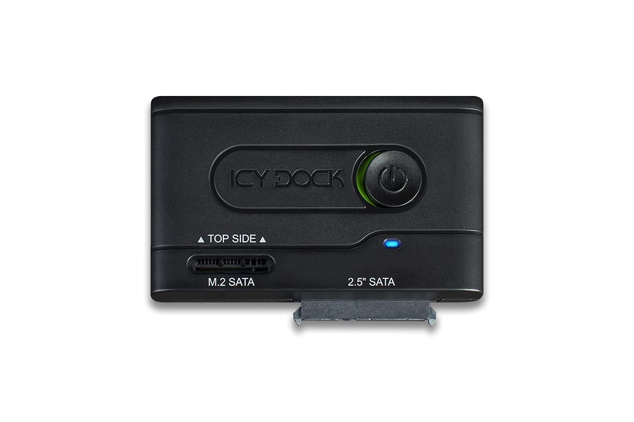 ICY DOCK MB031U-1SMB EZ Adapter - 1x 2.5 Inch SATA or 1x M.2 SATA SSD to USB 3.2 Gen1 External Adapter 5Gbps Black Cable Included