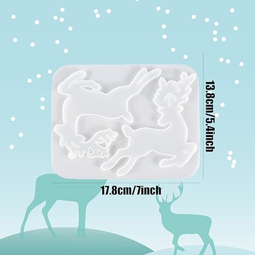 Miniatura 9 de Moldes de resina de Navidad, moldes de silicona de adorno de Navidad de reno de alce, molde de silicona de Navidad para fundición de resina, molde