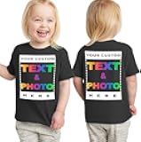 Personalized Toddler T-Shirt for Kids Boys Girls - Custom Image & Text - Customized Front/Back Print - 2T to 5/6T Multicolor
