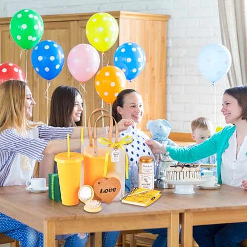 50Pcs Baby Shower Prizes for Game Winners Baby Shower Favors Gifts including Plastic Tumbler Notebook Scented Candles Ballpoint Pen Mirrors with Hair Brushes Bracelet Gift Bag (Yellow)