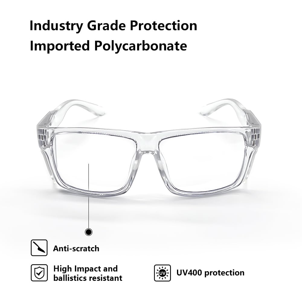 JING LEI Okulary ochronne ze zdejmowaną osłoną boczną, okulary ochronne UV400, prostokątne czarne okulary przeciwsłoneczne dla kobiet mężczyzn do pracy