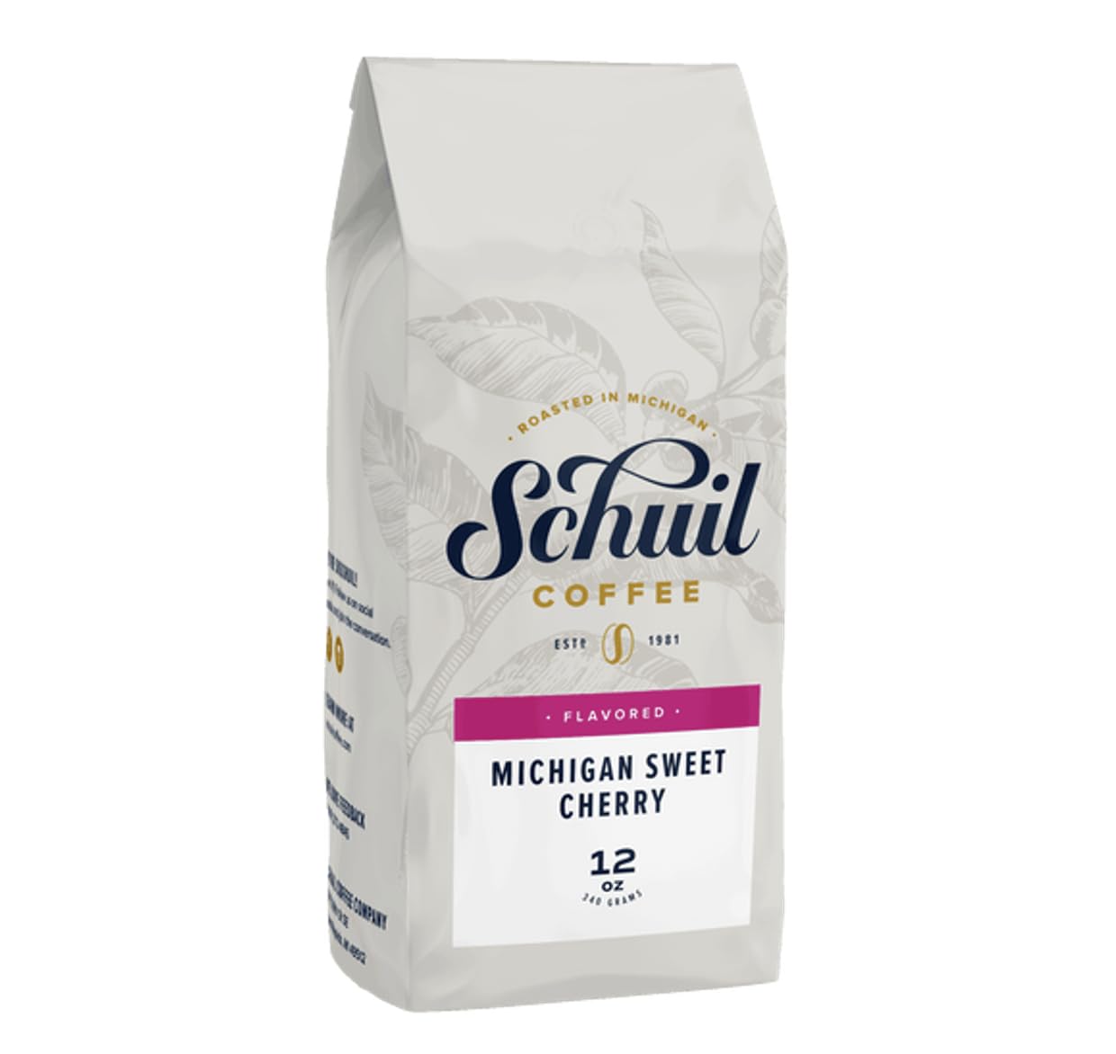 Schuil Whole Bean Coffee, Premium Roasted Gourmet Coffee beans, Smooth and Full Bodied Artisan Coffee 12 oz Bag (Michigan Sweet Cherry)