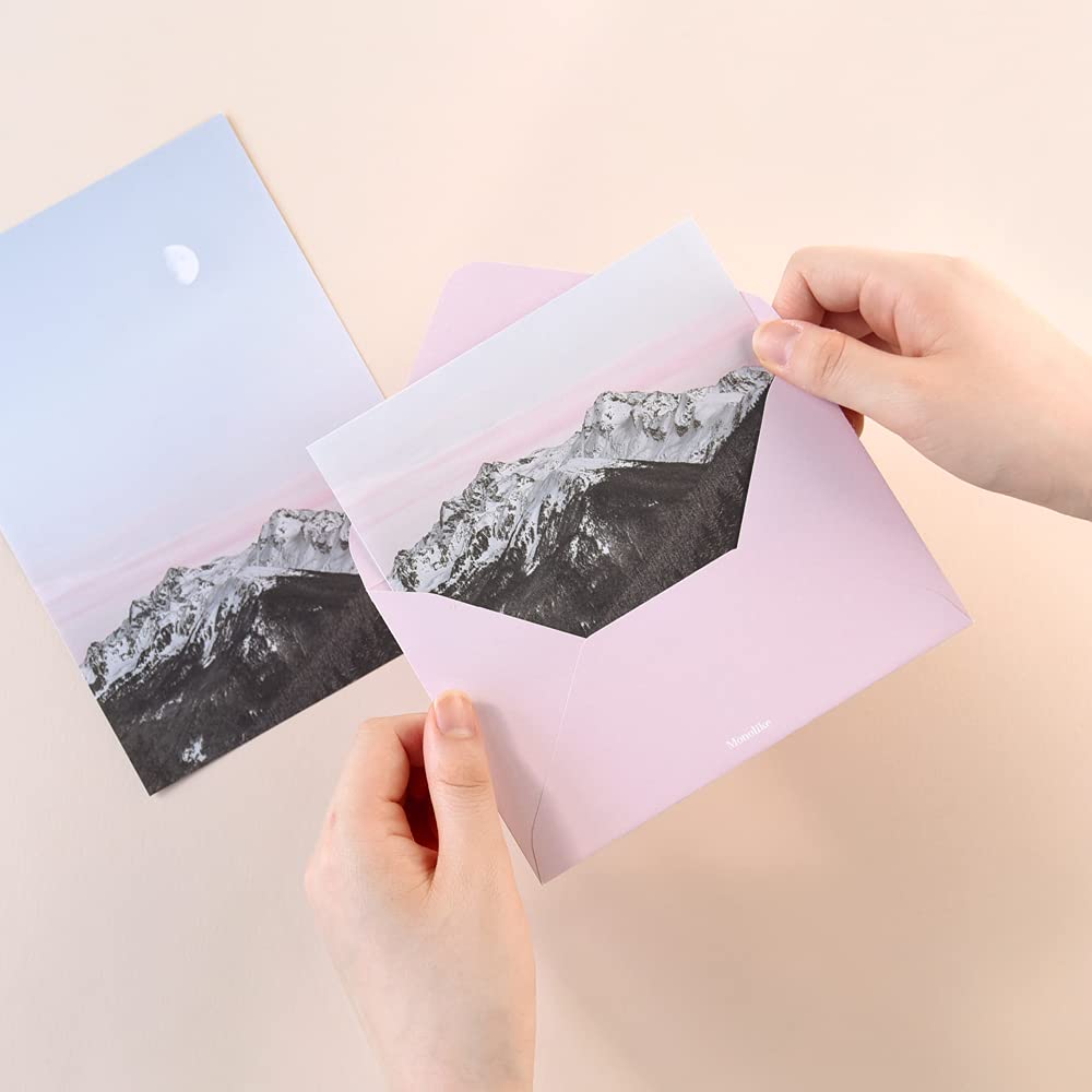 Monolike Foto-, Mond-Briefpapier und Umschläge-Set, 8 Typen, 32 Briefpapier + 16 Umschläge