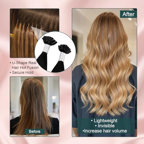 Image of Easyouth Jet Black U Tip Hair Extensions, 22 Inch 50G 50S, for Wedding