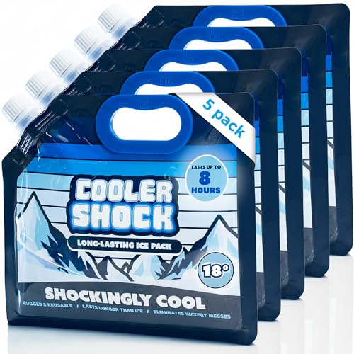Image of Cooler Shock Reusable Ice Packs for Cooler - Long Lasting Cold Freezer Packs for Coolers and Lunch Boxes - Cooler Ice Packs for Camping Gear, Fishing, Road Trips, Beach Must Haves