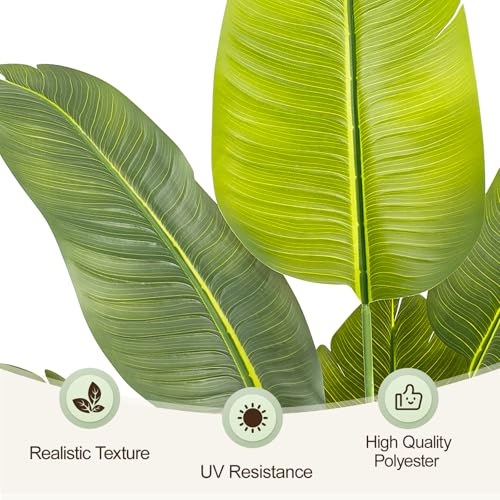 Image of Lifelike Bird of Paradise Artificial Plant,5ft Faux Banana Leaf Tree with 10 Trunks - Perfect Indoor Silk Floor Plant for Home Decor in Living Room, Office, and Bedroom (Set of 2)