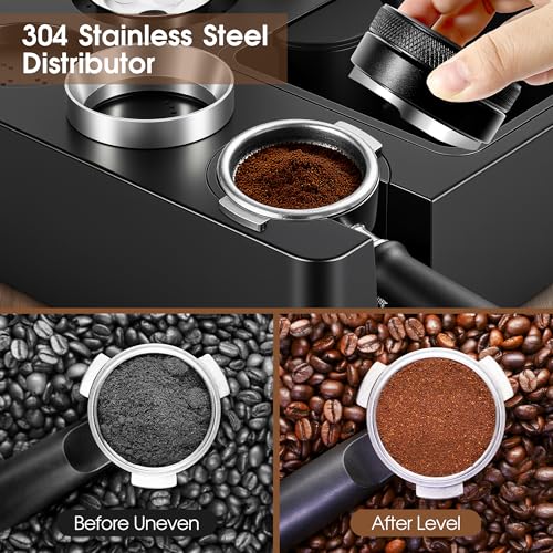Image of Reoszeank 58mm Espresso Accessories Kit, Espresso Knock Box and Tamping Station, Coffee Tamper, Distributor, WDT Distribution Tool, Dosing Funnel and Puck Screen Set Fits Breville 58 mm Portafilter