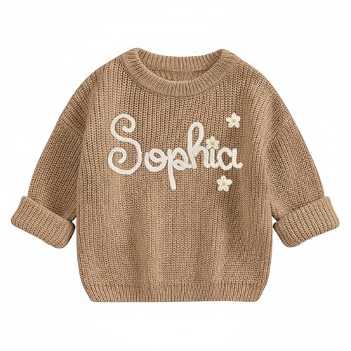 Personalized Baby Sweater with Name Custom Sweater for Newborn Boy Girl Hand-Embroidered Gift for Baby Shower Birthday Xmas