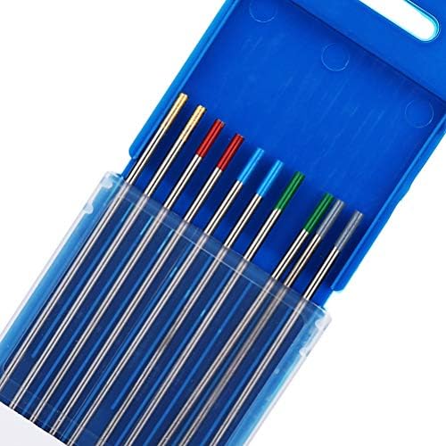 TEN-HIGH 2.4x150mm Mixed Packaging Tungsten Electrode, 2pcs Pure Tungsten + 2pcs 2% Cerium(Grey) + 2pcs 1.5% Lanthanum(Gold) + 2pcs 2% Lanthanum(Blue)+ 2pcs 2% Thorium(Red)
