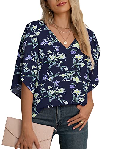 Jouica Women Chiffon Blouse Cute Shirt Job Interview Work Clothes for Women,Blue...