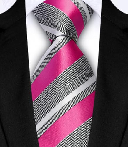 Image of GUSLESON Men's 5-pc Striped Tie Gift Set - Jacquard Necktie, Pocket Square, Cufflinks, Lapel Pin, Tie Clip - Wedding Formal Gifts