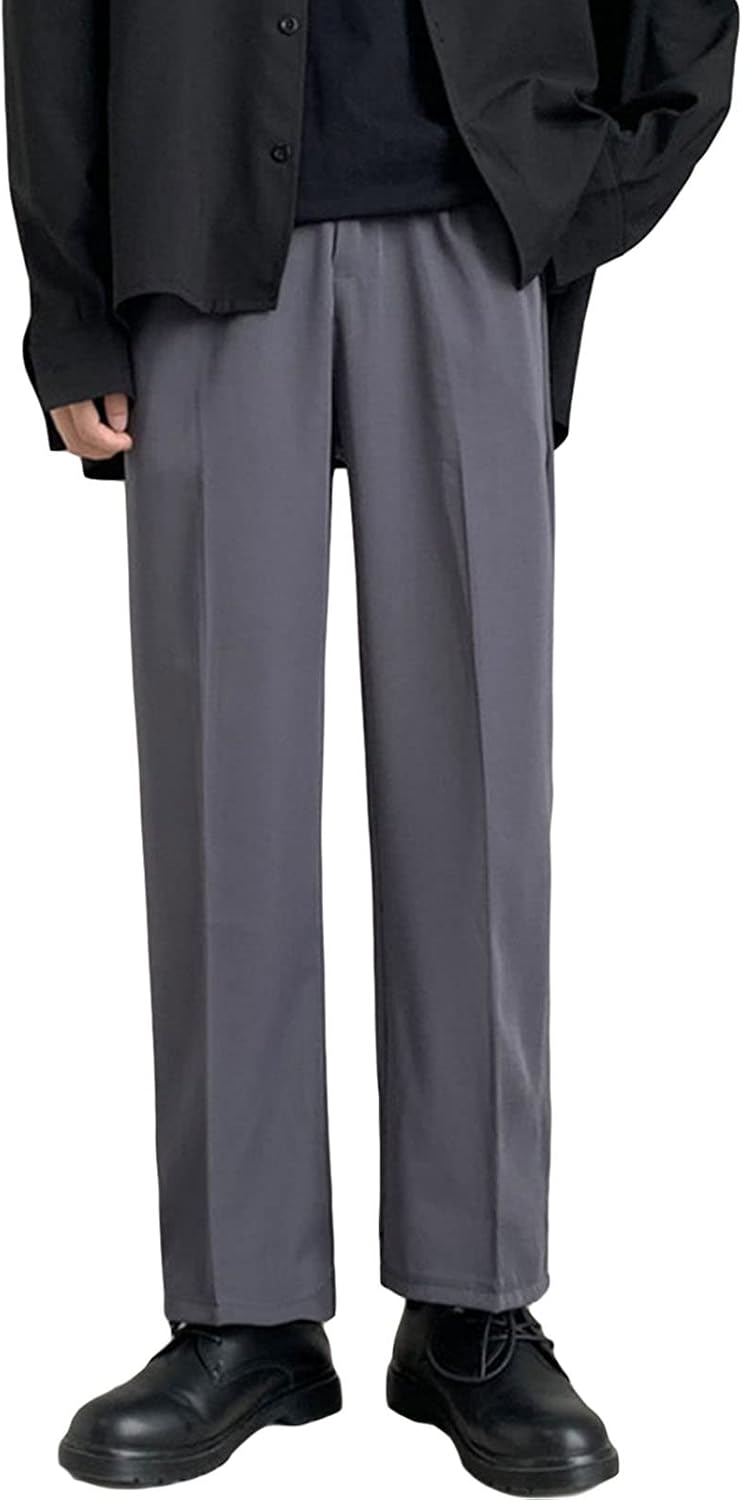 DGHM-JLMY Men's Ice Silk Casual Wide-Leg Drape Suit Pants Comfort Dress Loose Pants Golf Pants Stretch Hiking Pants