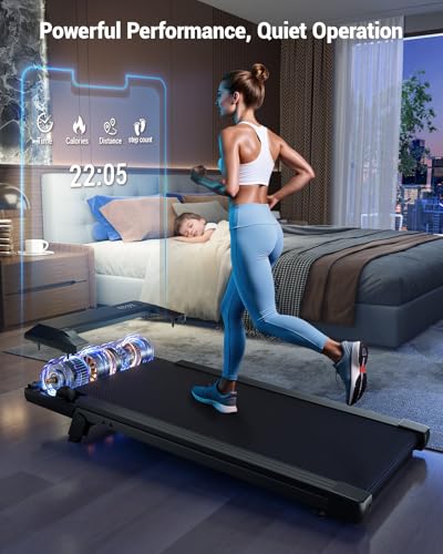 Image of DeerRun Under Desk Walking Pad Treadmill for Home & Office, 6% Manual Incline, 0.6-3.8 MPH Walking Speed, 300 lb Capacity, App & Remote Control