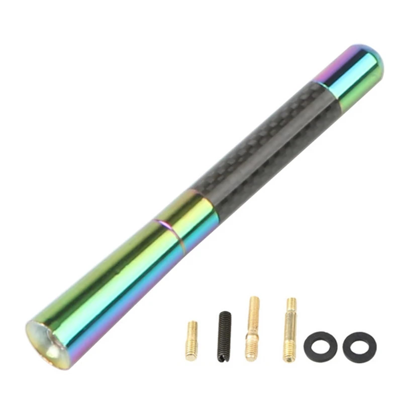 Antenas para vehículos Antena Universal de Techo para Coche de Fibra de Carbono, 3,5 cm, 8 cm, 12 cm, Color Negro, Rojo y Azul. Juego de Antenas de Radio Multicolor. Antena Radio Coche(Colorful,12cm)